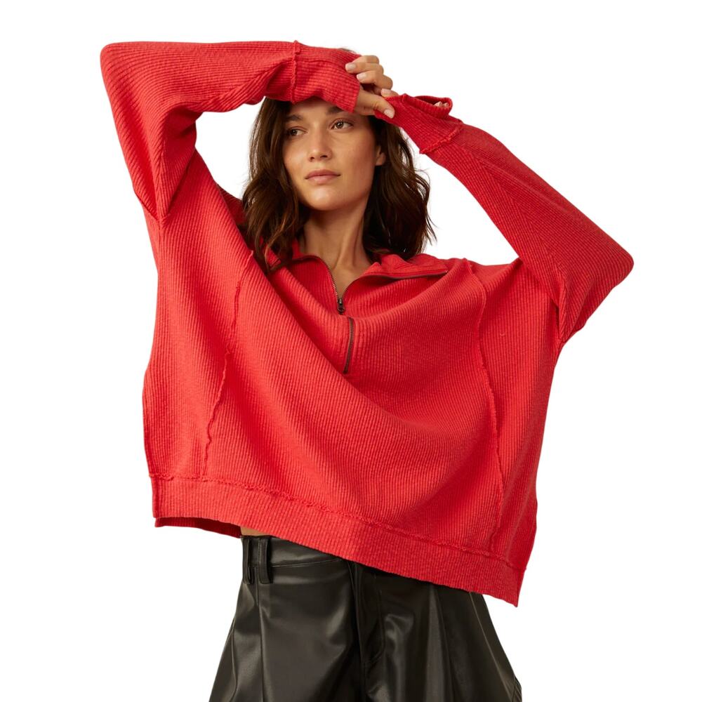 Free People Walk Away Tunic XS NWT Oversized Red